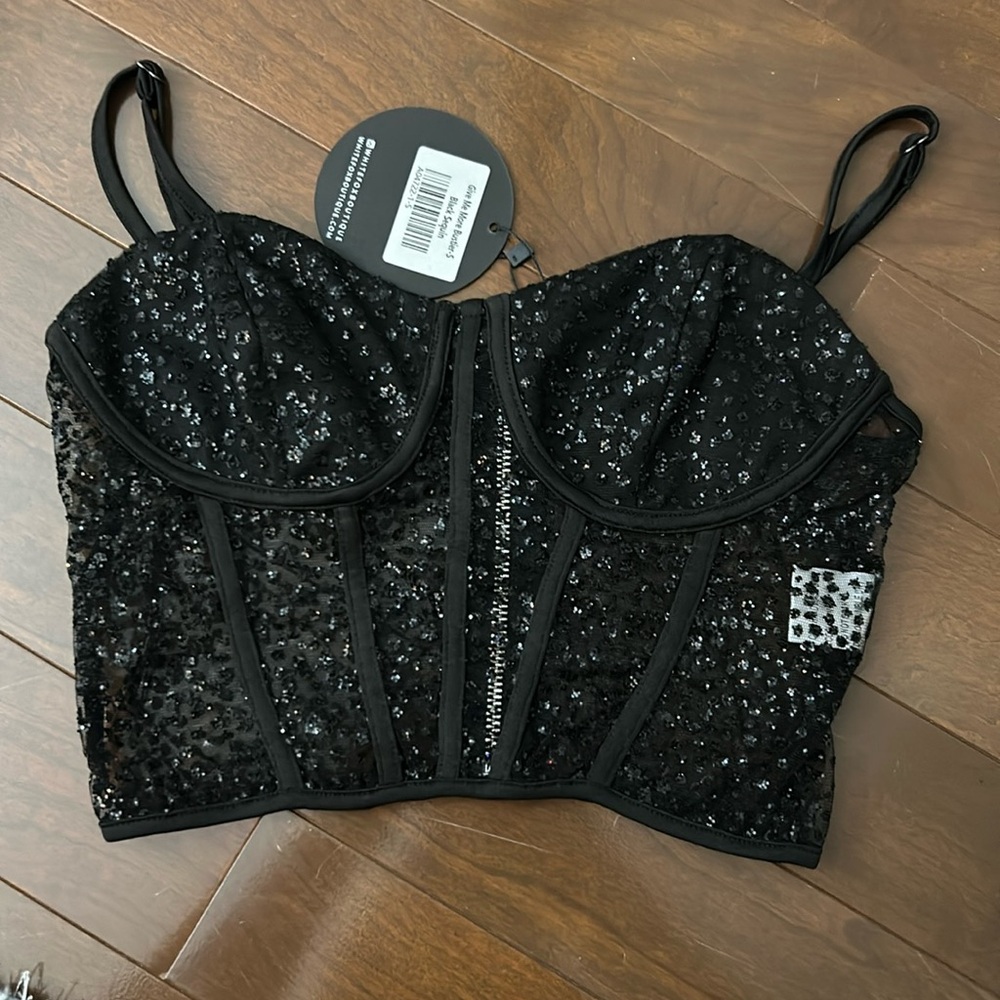 Give me more bustier black sequin